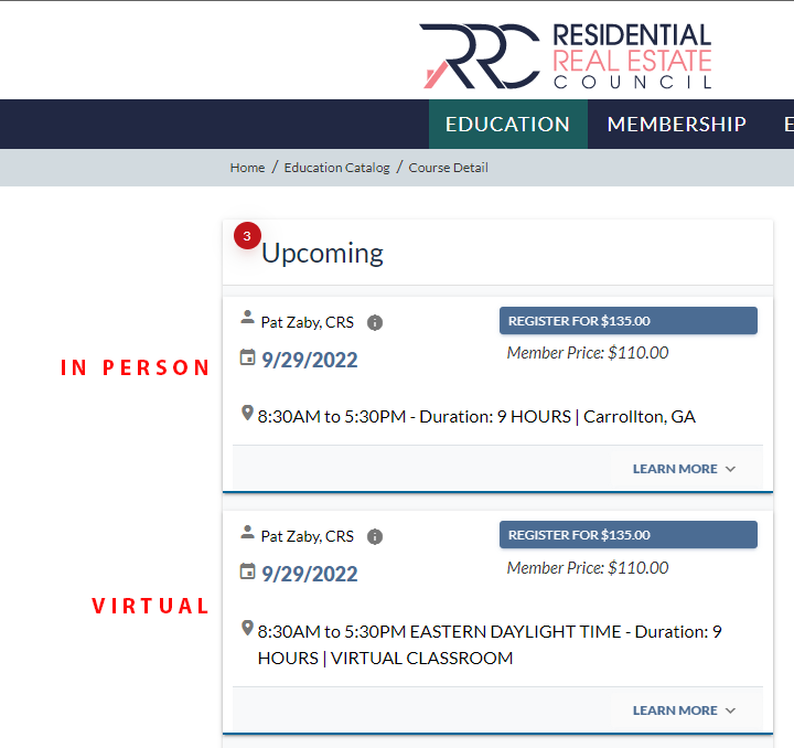 CRS In Person vs Virtual